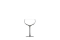 Clear glass coupe with a rounded bowl holding 8 oz