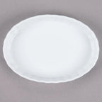White oval shallow dish viewed from above